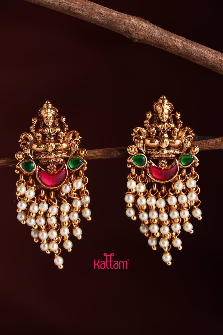 Lakshmi Pearl Drop Rubygreen Earring - E1010