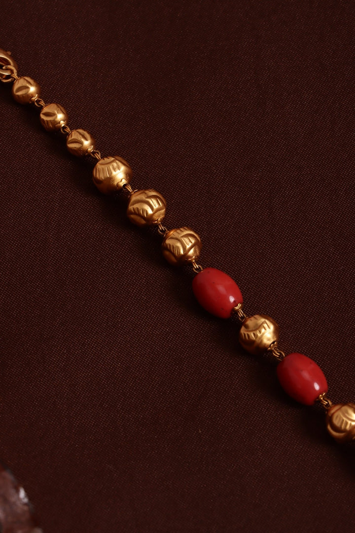 Lakshmi Pendant Ball Coral Chain ( No Earrings ) - N4114