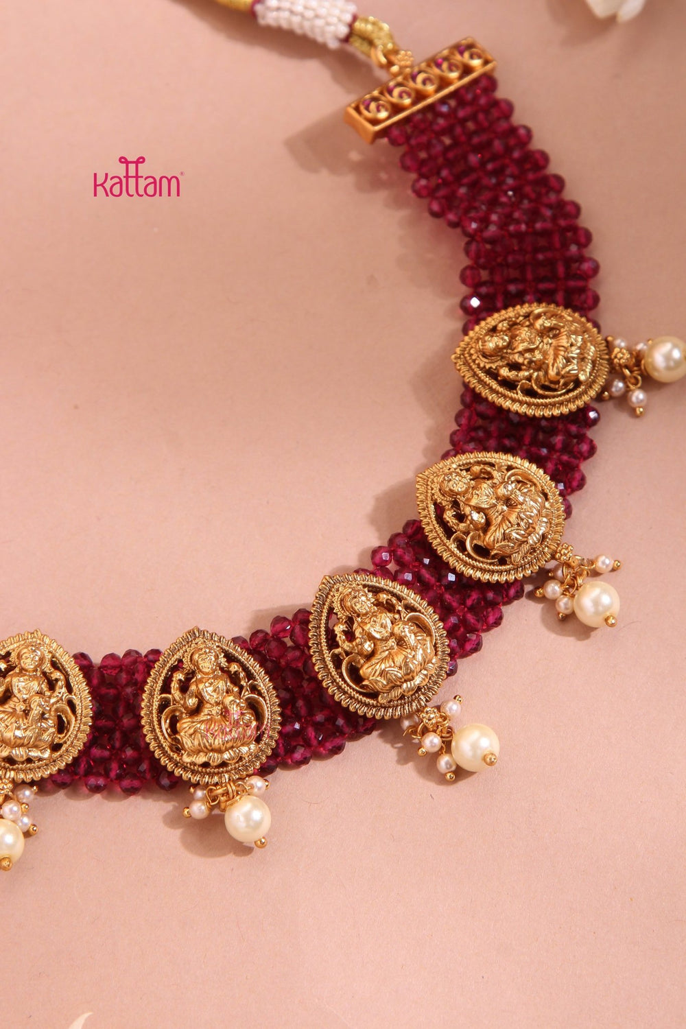 Lakshmi Ruby Crystal Bead Choker - N3373