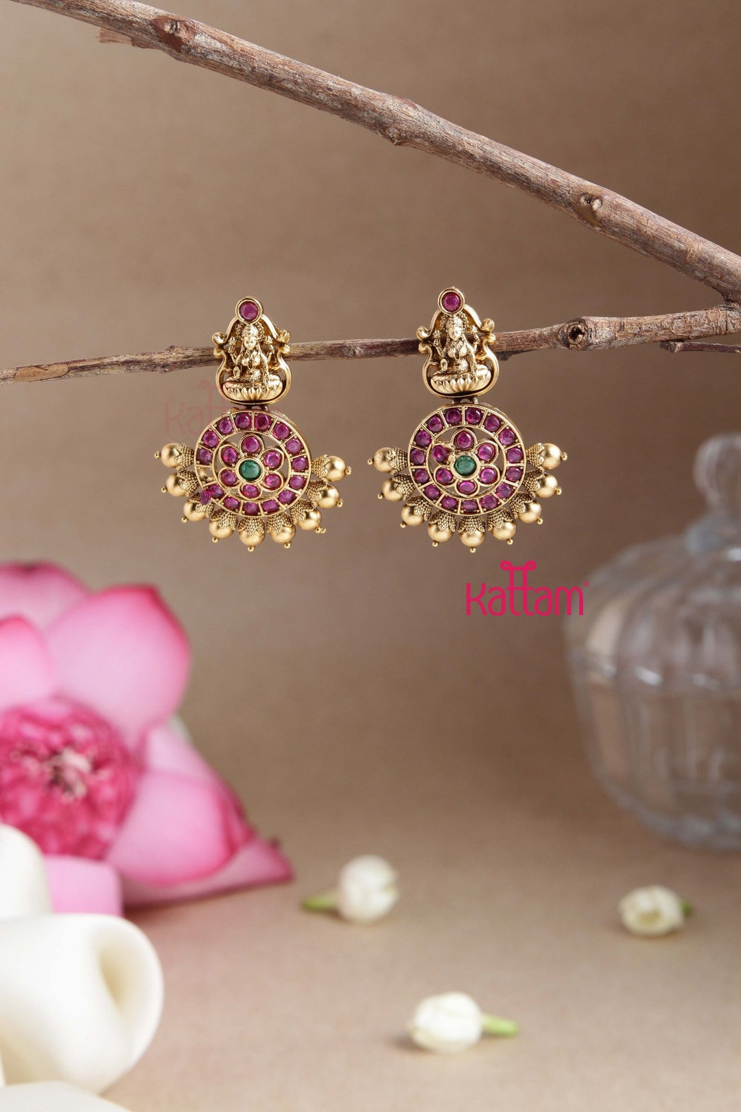 Lakshmi Rubygreen Chakra Earring - E784