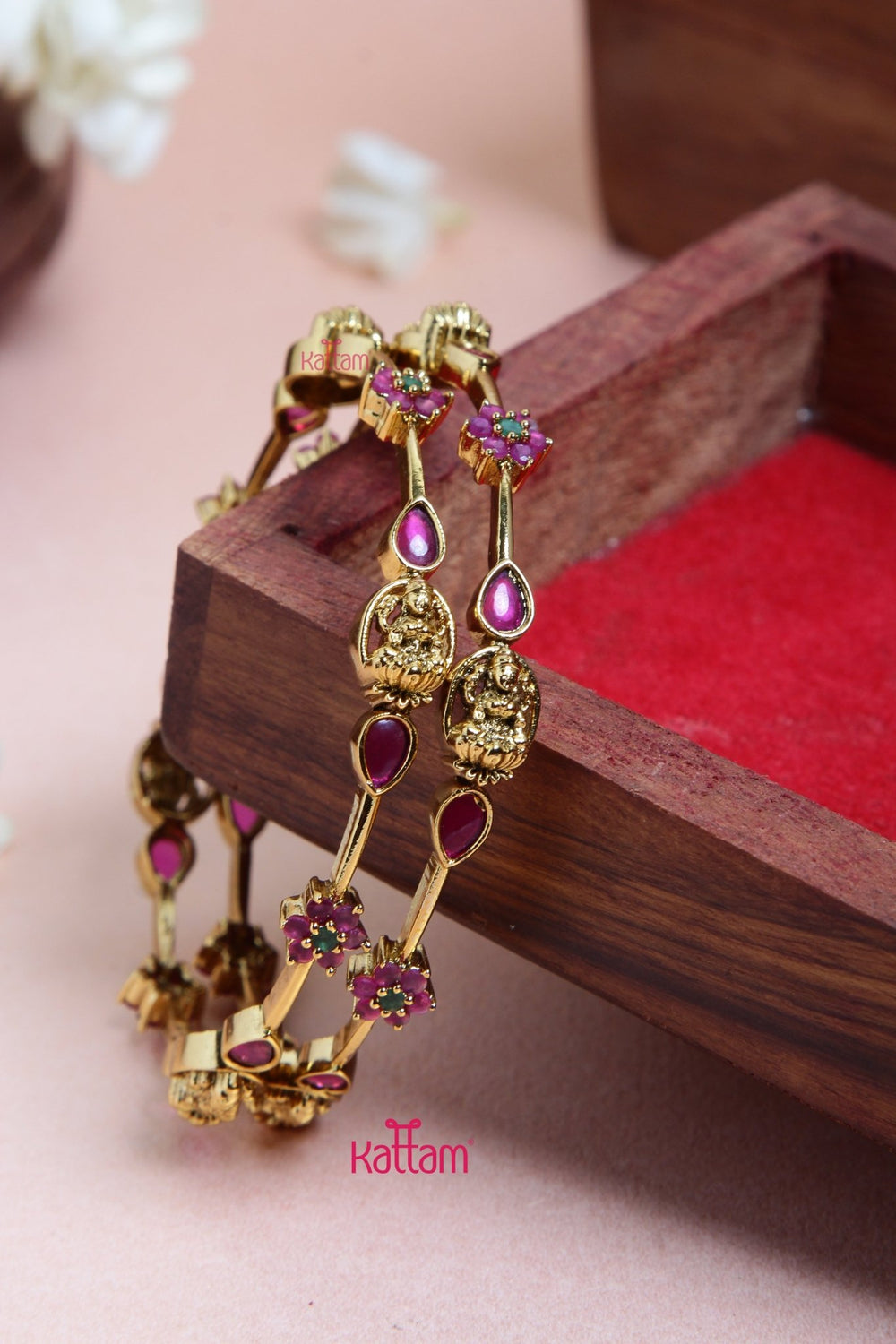 Lakshmi RubyGreen Floral Bangle - B542 - V4
