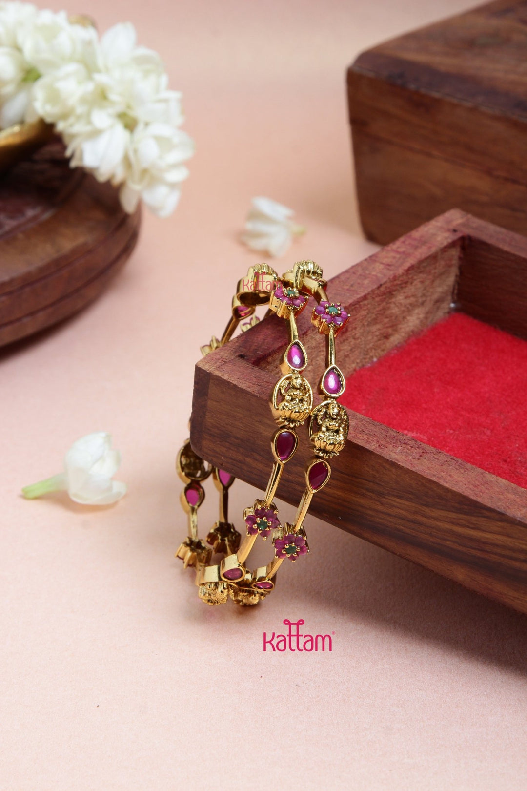 Lakshmi RubyGreen Floral Bangle - B542 - V4