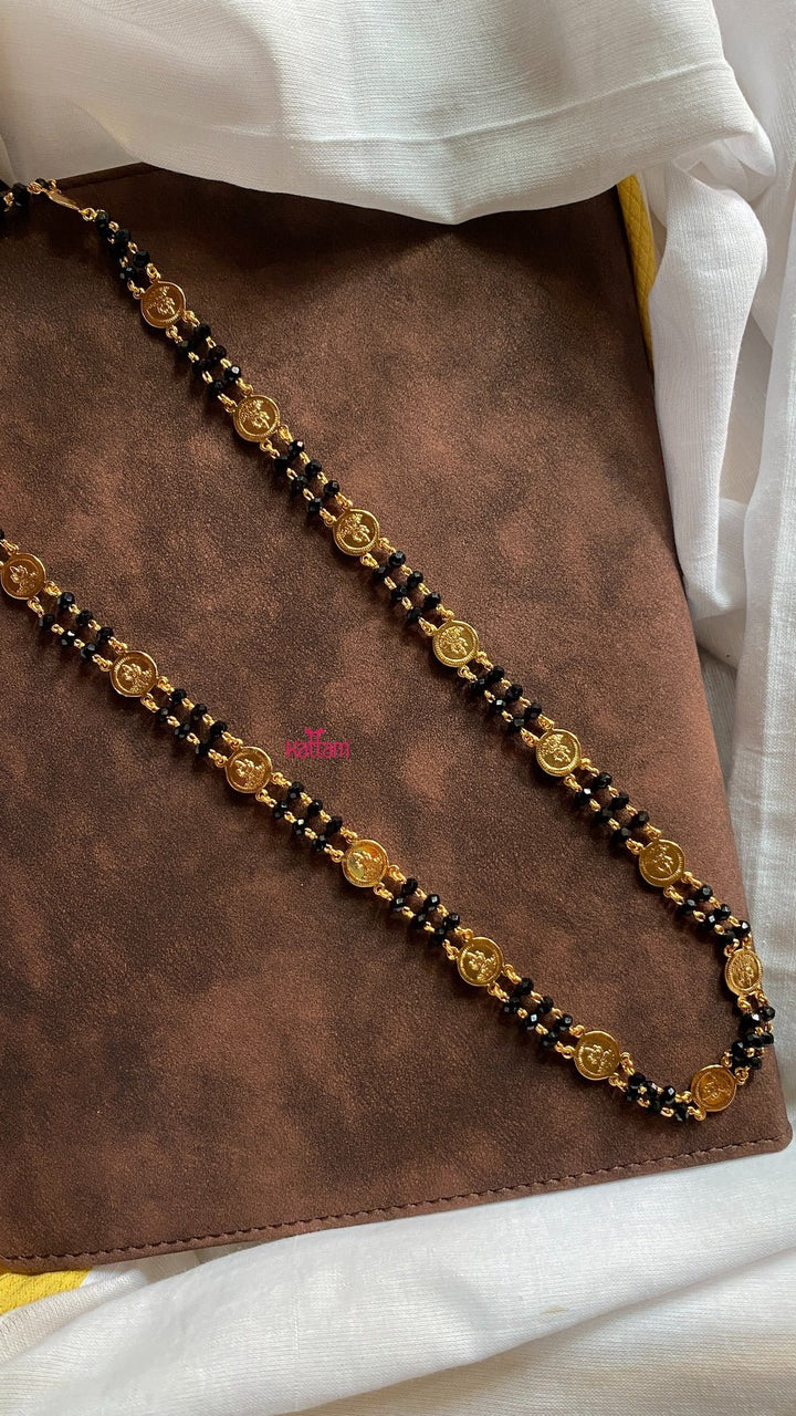 Lakshmi Two Layer Black Chain (No Earrings) - N1064