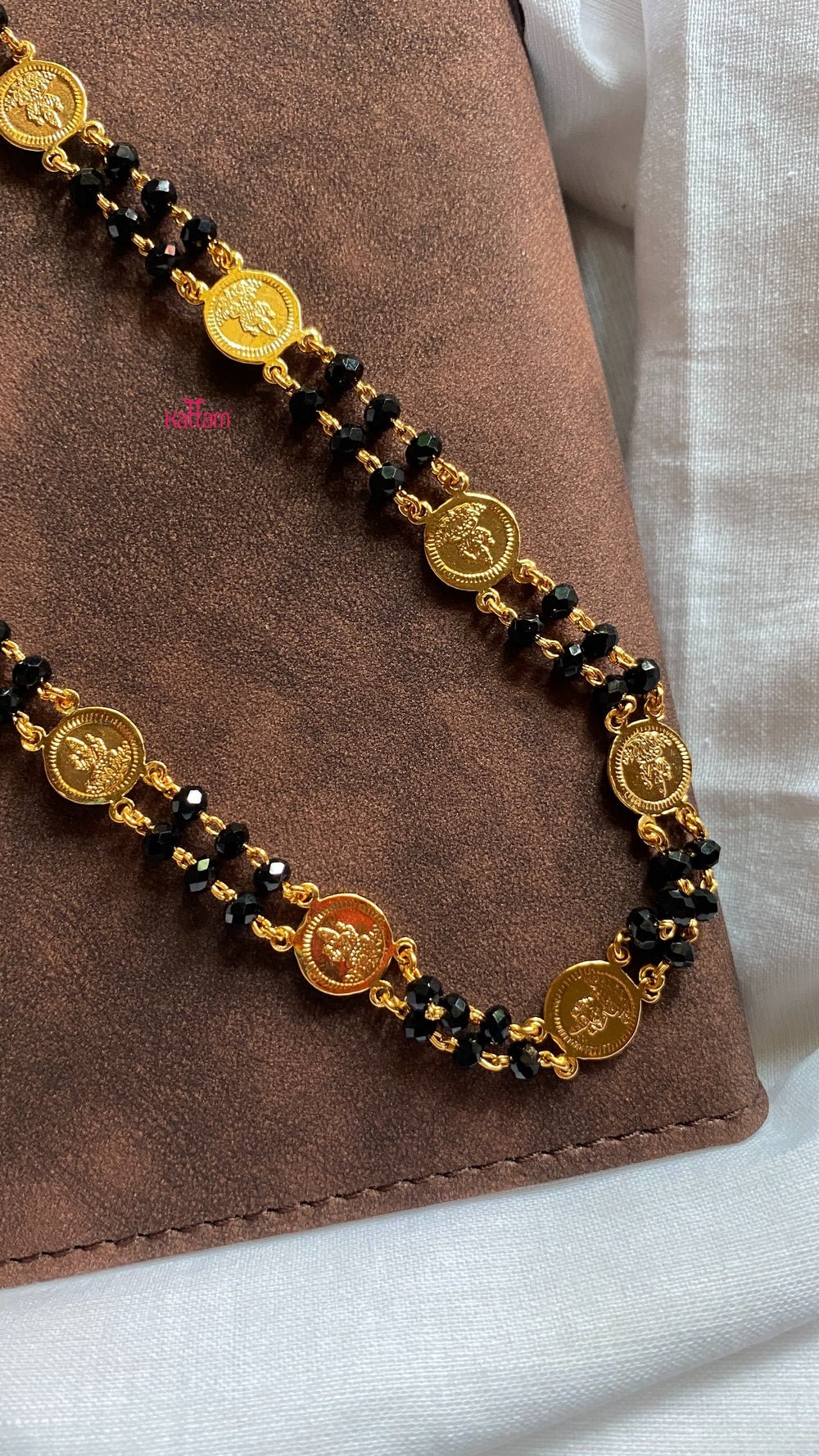 Lakshmi Two Layer Black Chain (No Earrings) - N1064