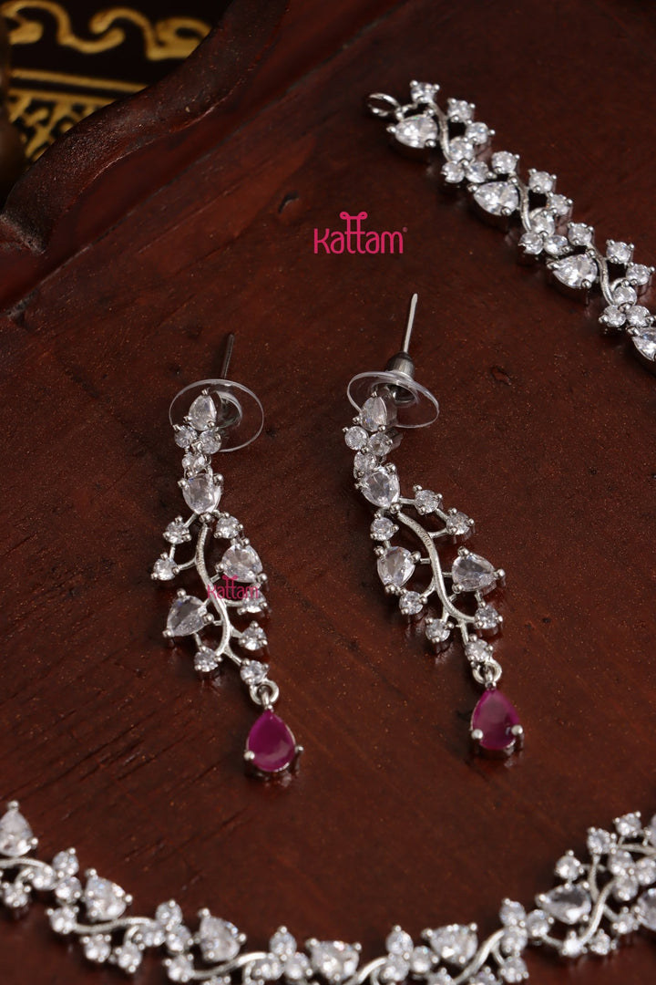 Laura - AD Ruby Leaf Necklace - N5355