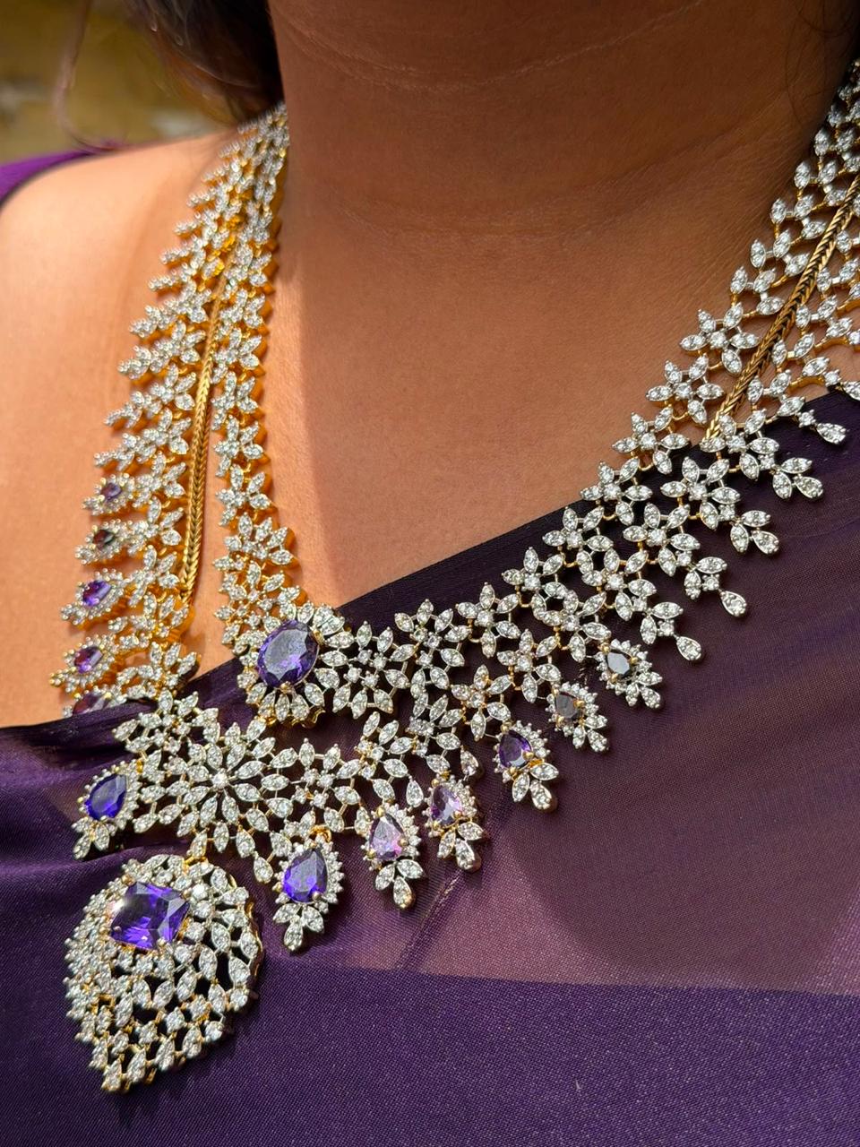Lavendra - AD Stone Layered Necklace - N5327