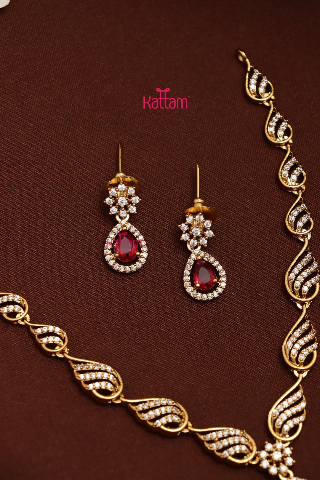 Laya - AD Stone Ruby Drop Choker - N5295