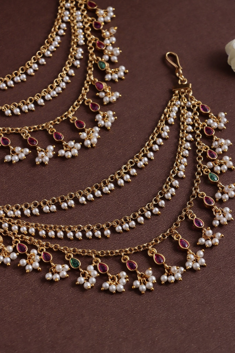 Layerec Pearl Drop Stone earchain - EC081