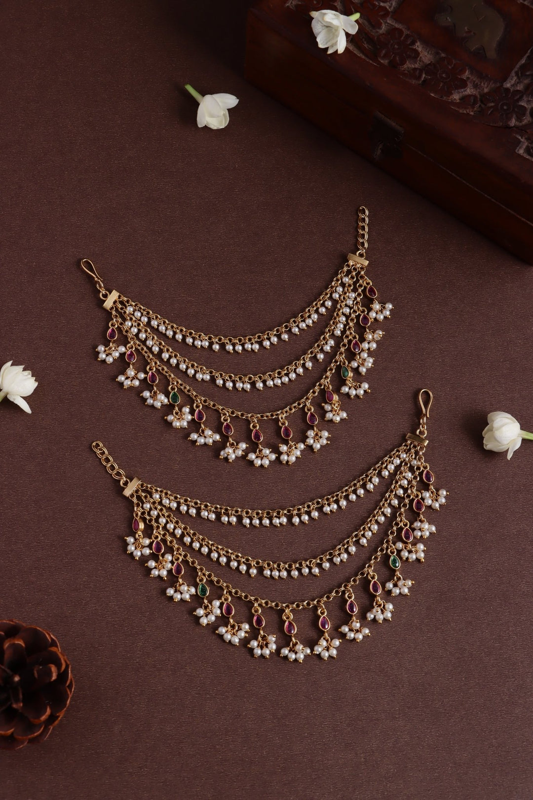 Layerec Pearl Drop Stone earchain - EC081
