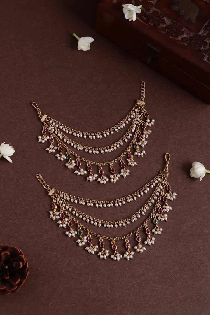 Layerec Pearl Drop Stone earchain - EC081