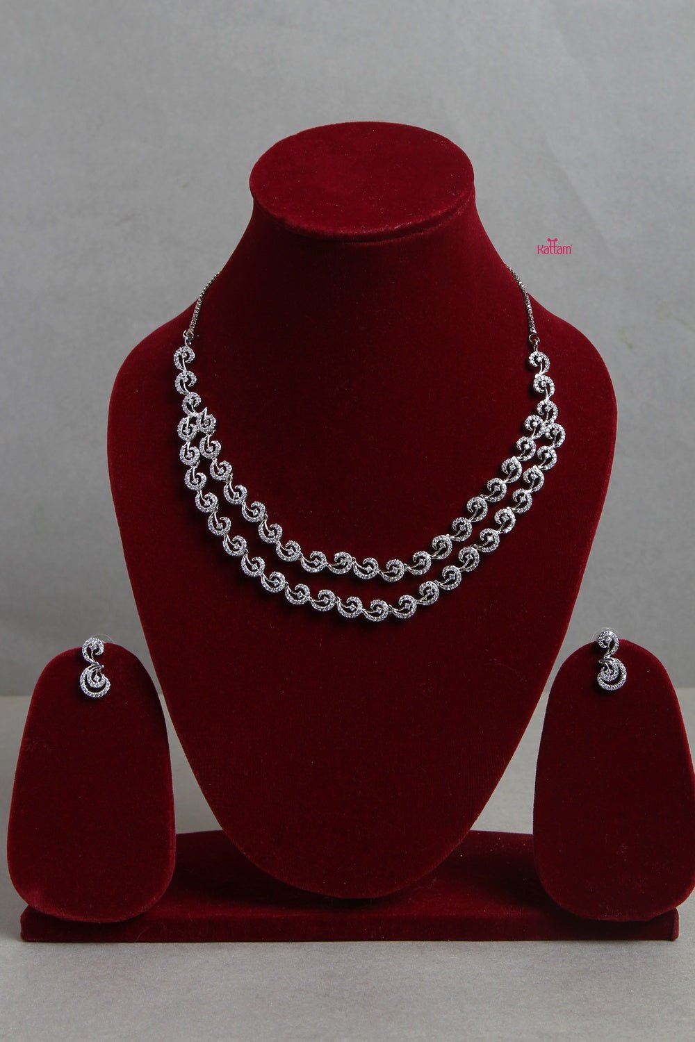 Layered American Diamond Stone Necklace Set - N1145