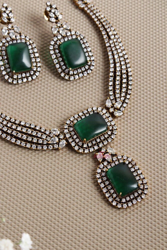 Layered Green Stone Necklace - N2623