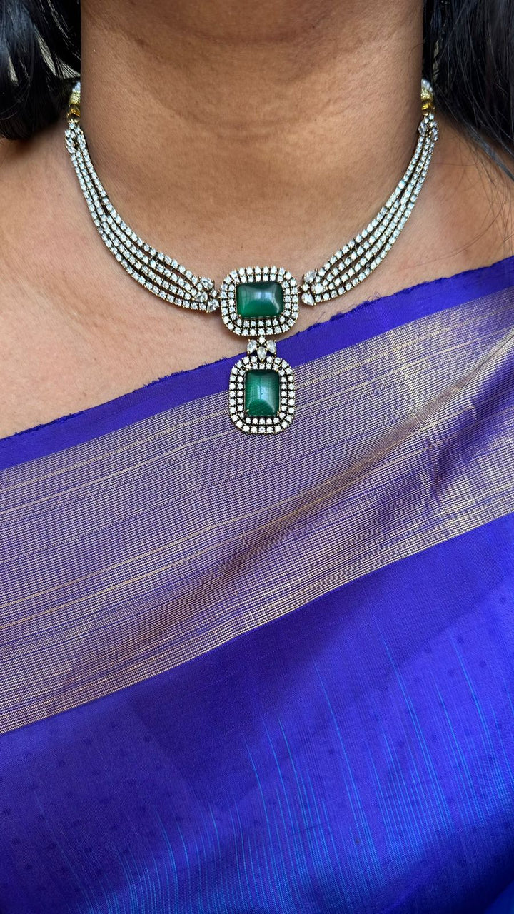 Layered Green Stone Necklace - N2623