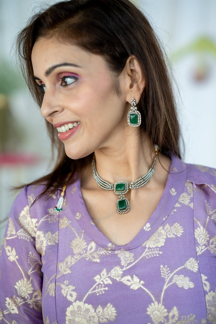 Layered Green Stone Necklace - N2623