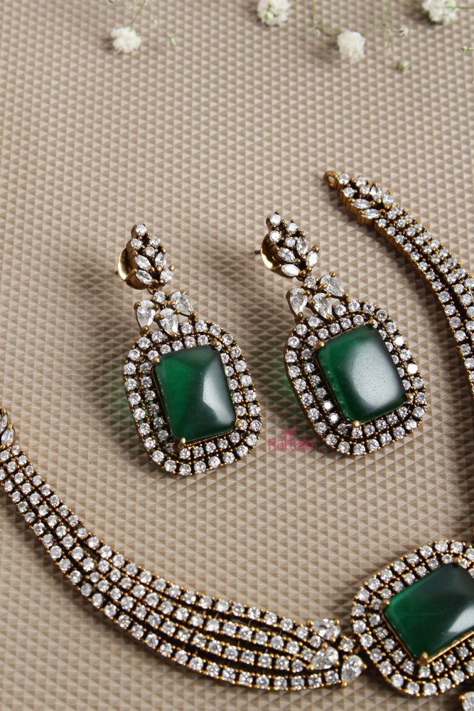 Layered Green Stone Necklace - N2623