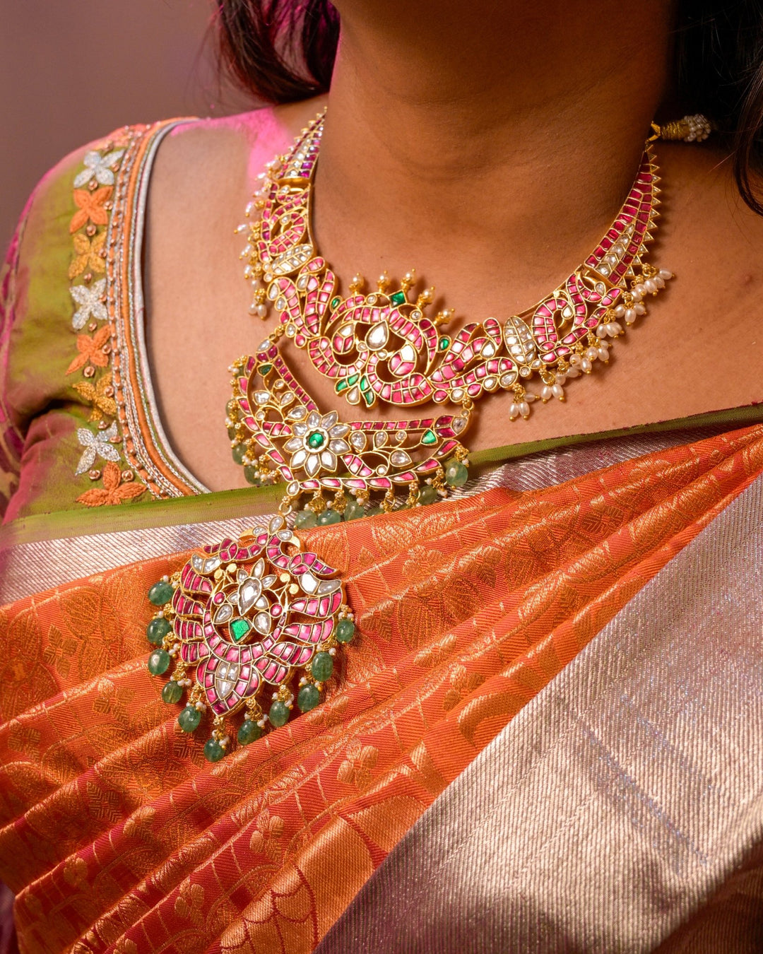 Layered Kundan Grand Necklace ( No Earring ) - N4163
