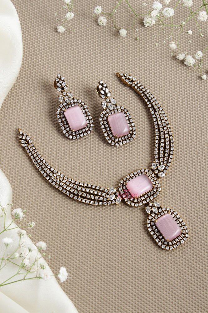 Layered Pastel Pink Stone Necklace - N2625
