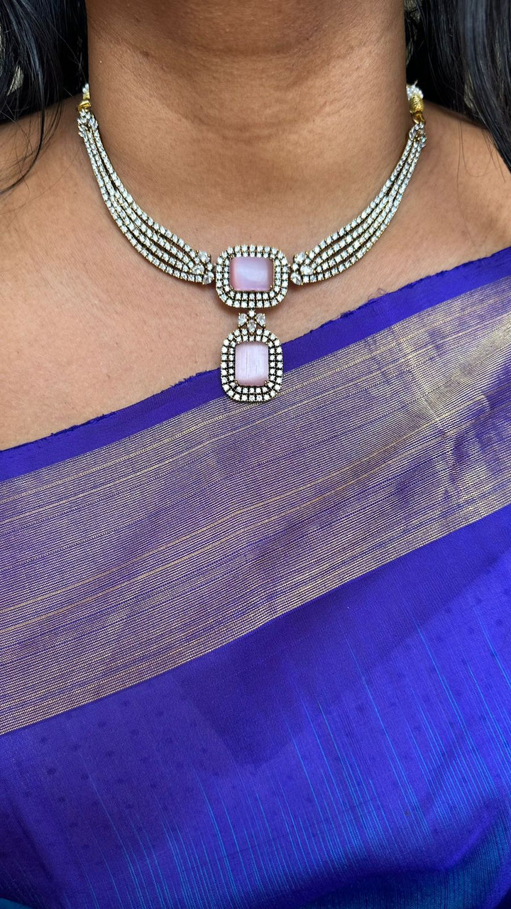 Layered Pastel Pink Stone Necklace - N2625