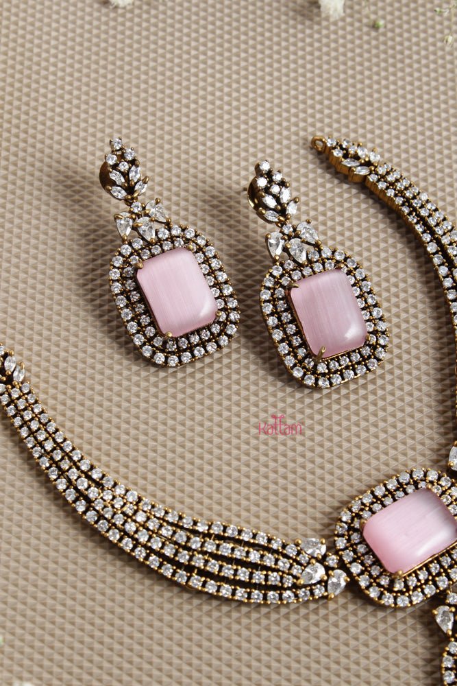 Layered Pastel Pink Stone Necklace - N2625
