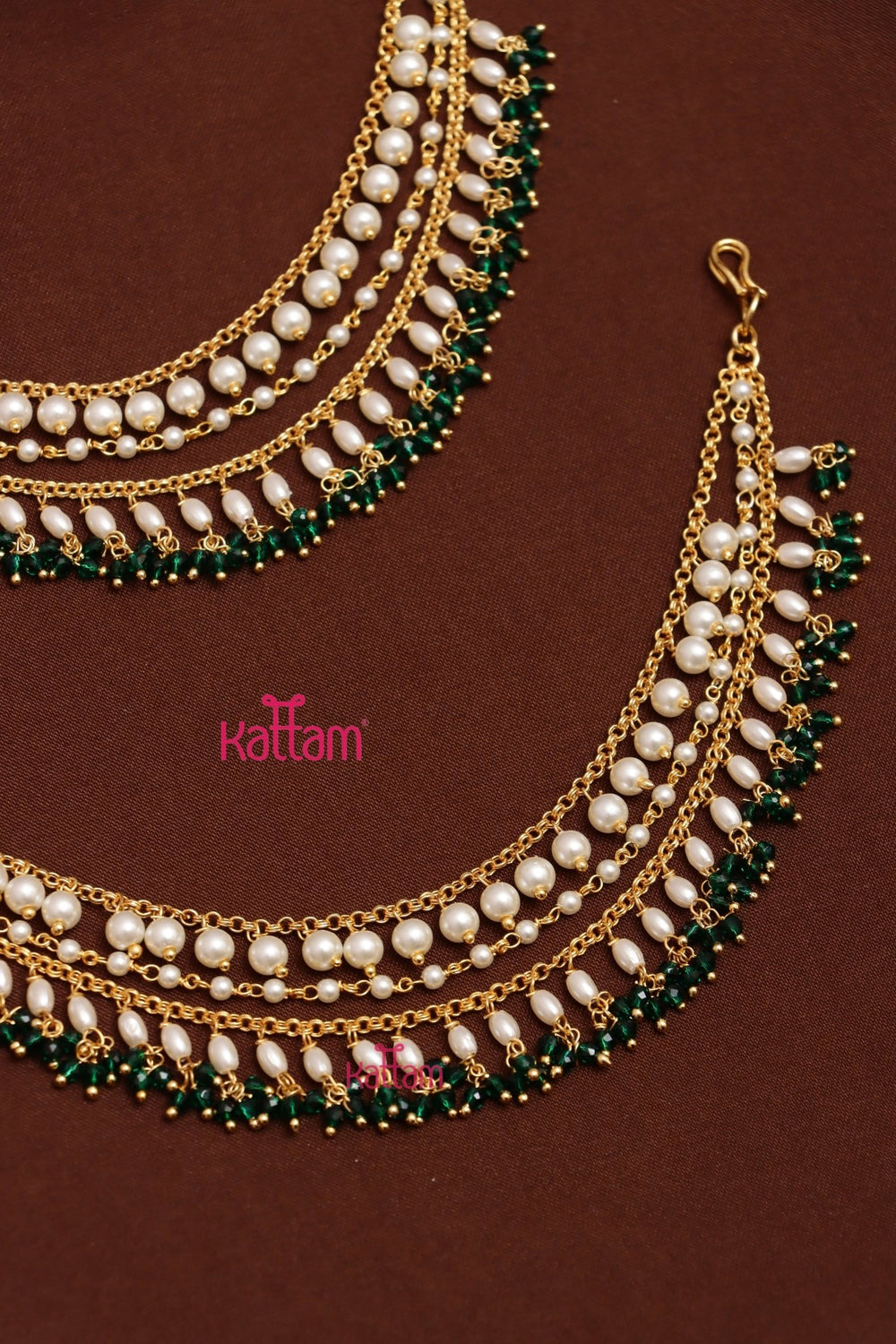 Layered Pearl & Crystal Beads Earchain - ECO70