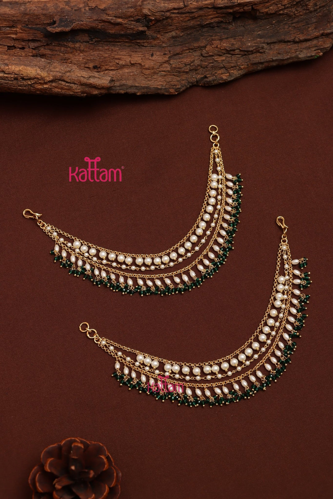 Layered Pearl & Crystal Beads Earchain - ECO70