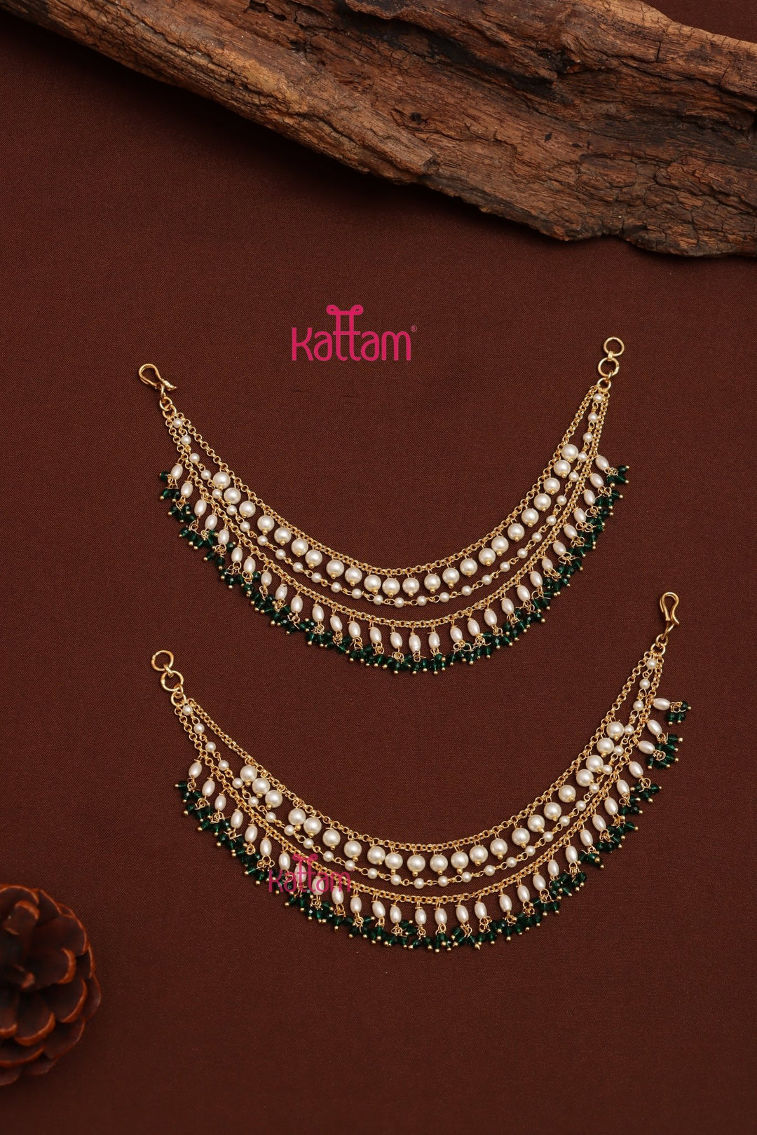 Layered Pearl & Crystal Beads Earchain - ECO70