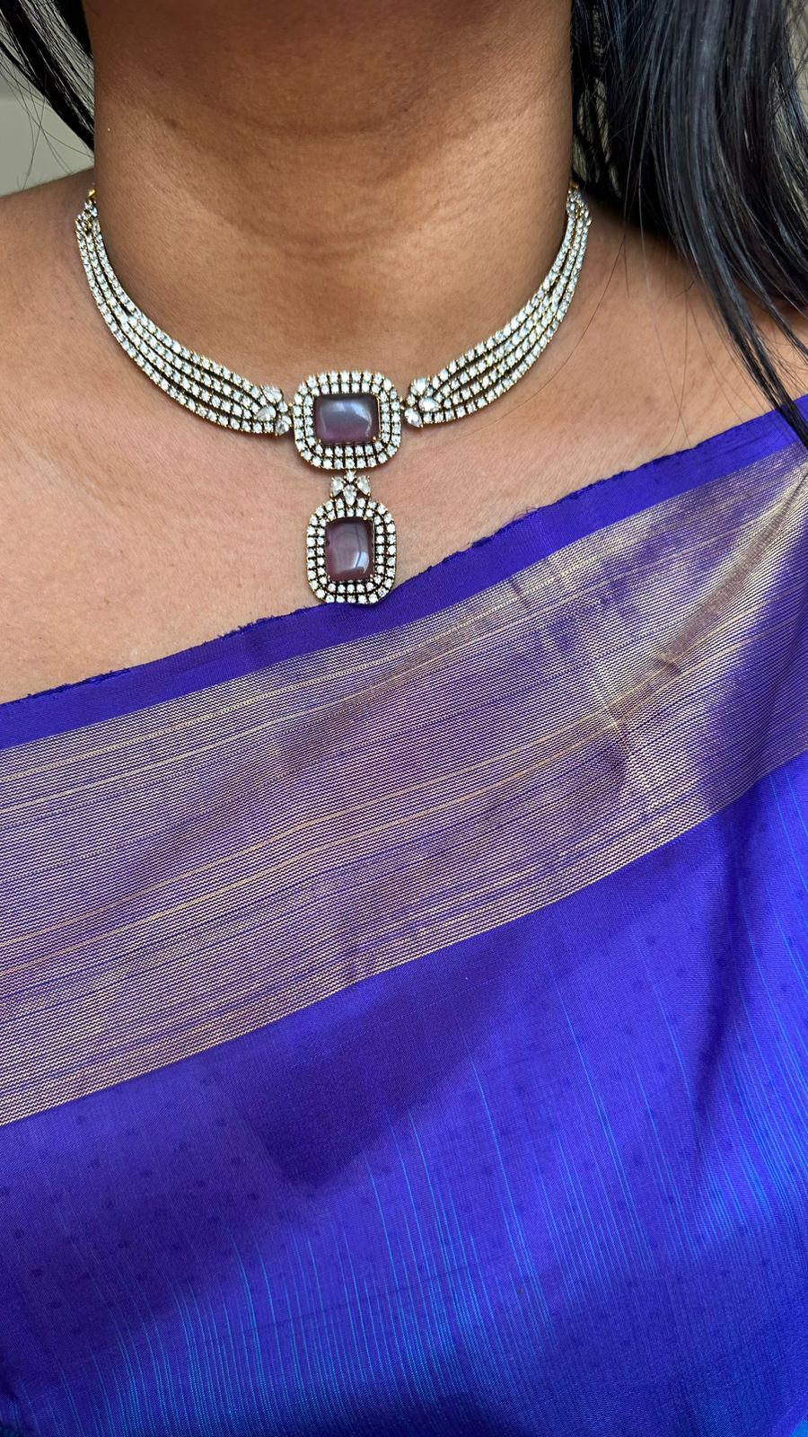 Layered Violet Stone Necklace - N2628