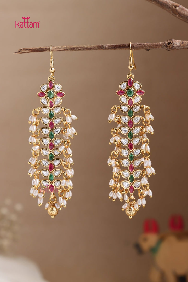 Leaf Pearl Drop Hook Earring - E1031
