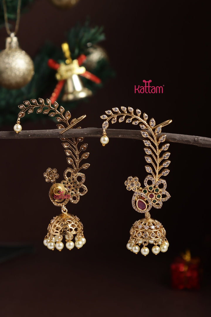 Leafy Stone Flower Earcuff - E1315