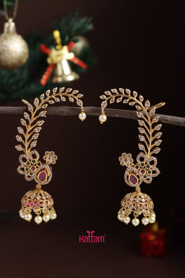 Leafy Stone Flower Earcuff - E1315