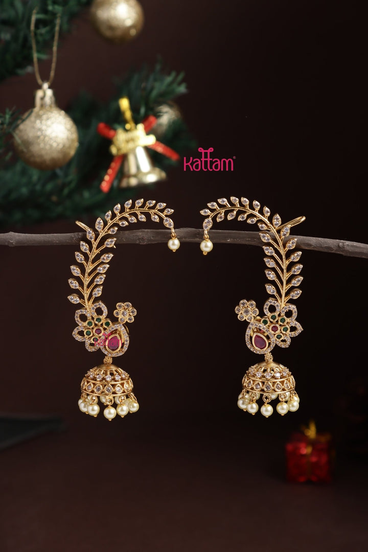 Leafy Stone Flower Earcuff - E1315