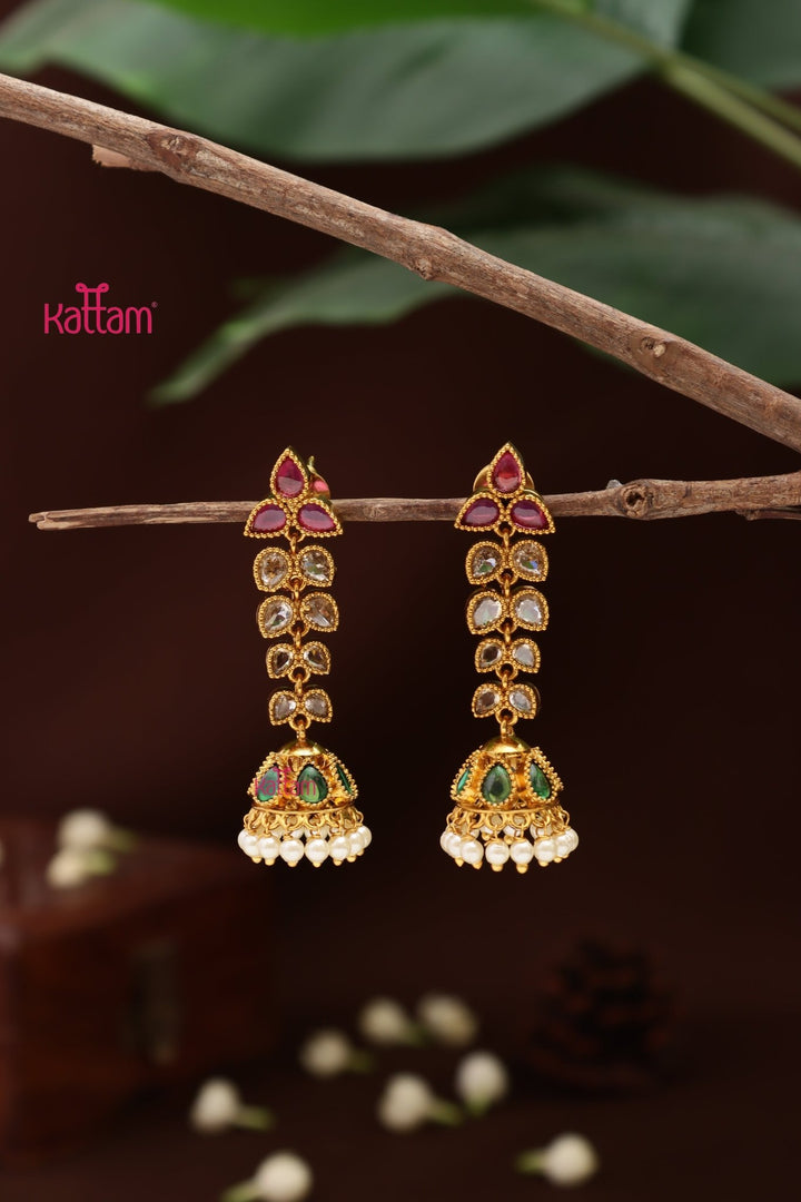Leaves Stone Jhumka - E1405