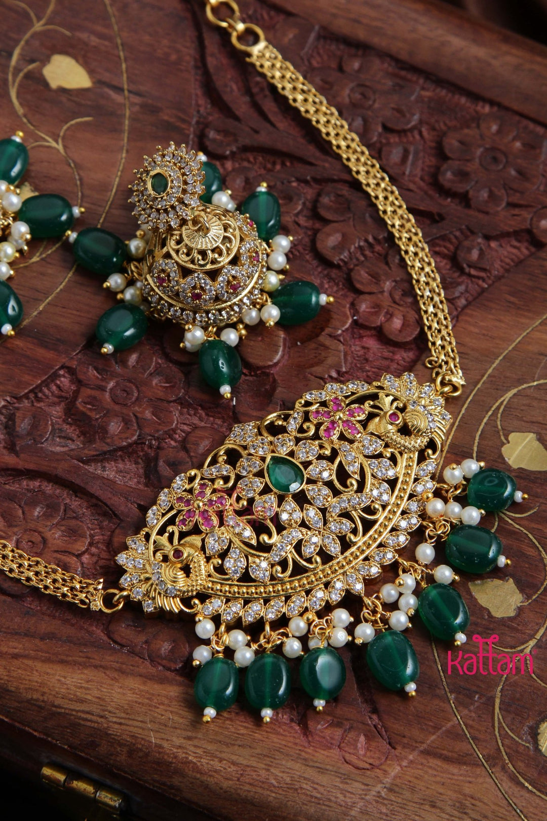 Lekha - Peacock Green Choker - N2994