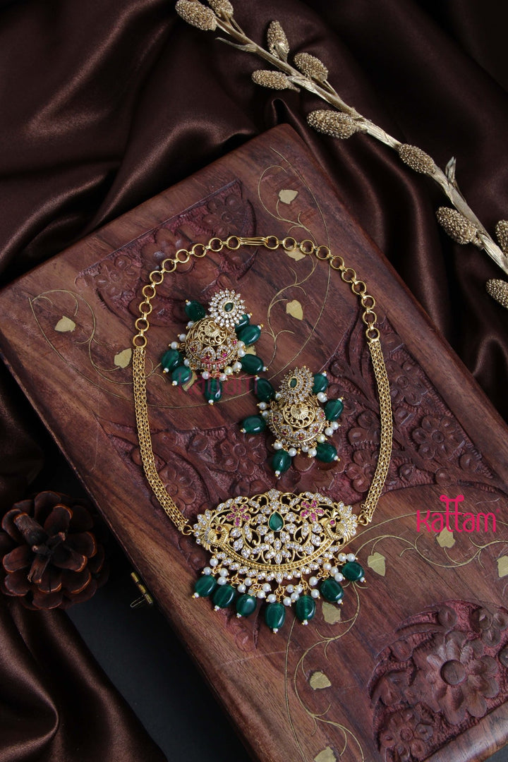 Lekha - Peacock Green Choker - N2994