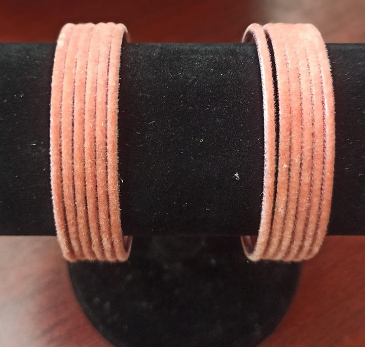 Light Orange Plain Metal Velvet Bangle - B377 - V4