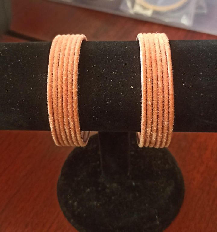 Light Orange Plain Metal Velvet Bangle - B377 - V4