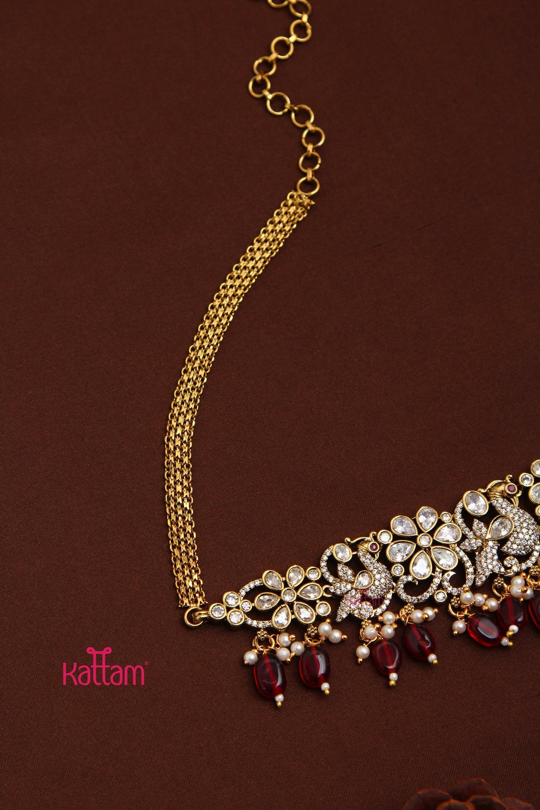 Lila - Victorian Peacock Maroon Hipchain - HB191