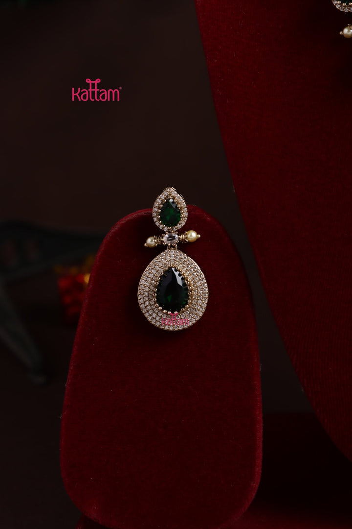 Liya - AD Green Layered Stone Necklace - N5374