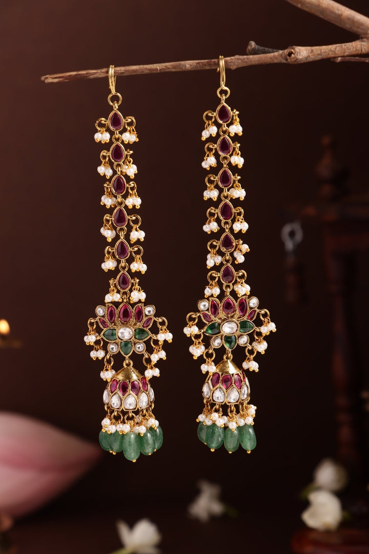 Lotus Beaded Mattal Earring - E1280