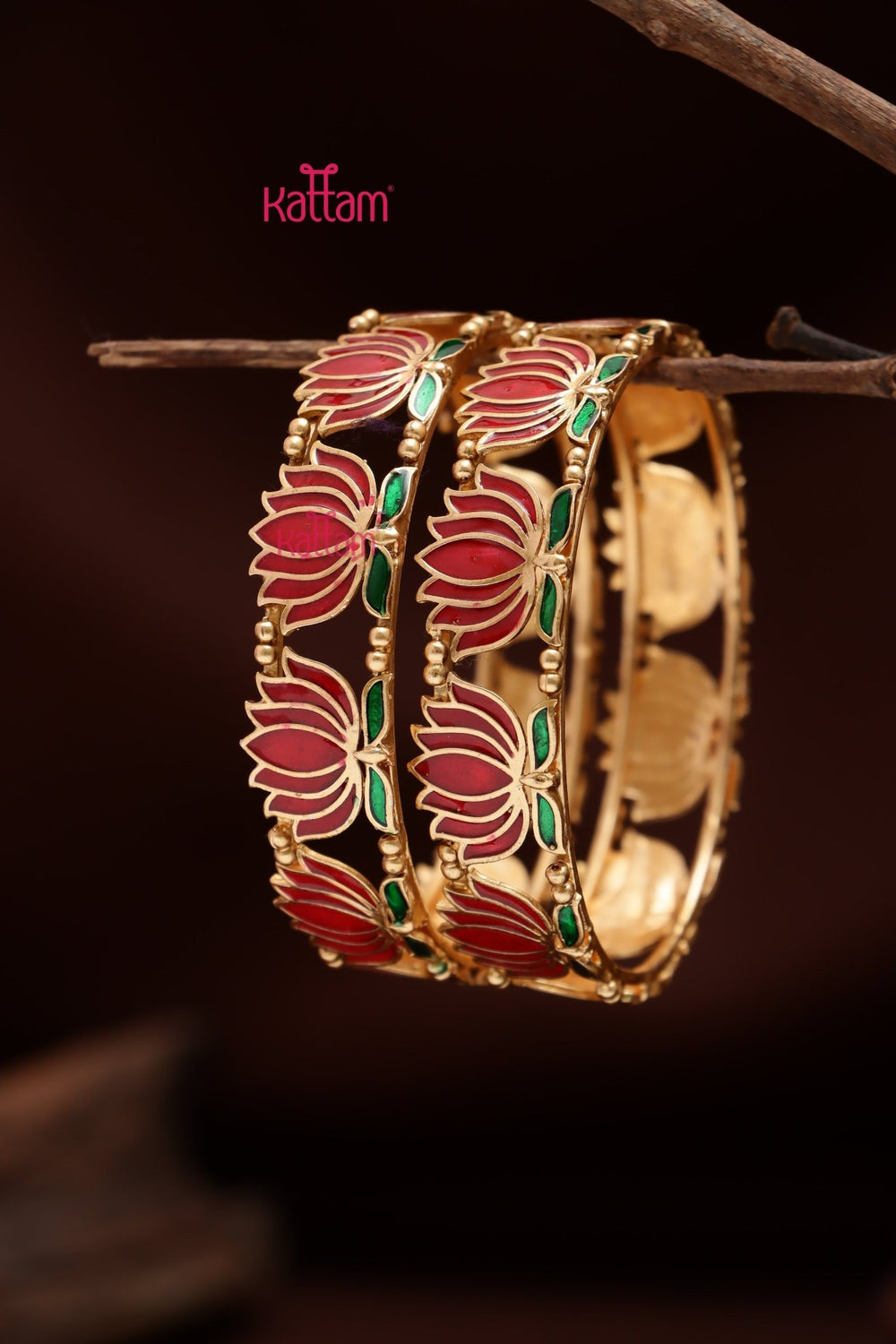 Lotus Enamel Lotus Bangle (Set of 2) - B600 - V4