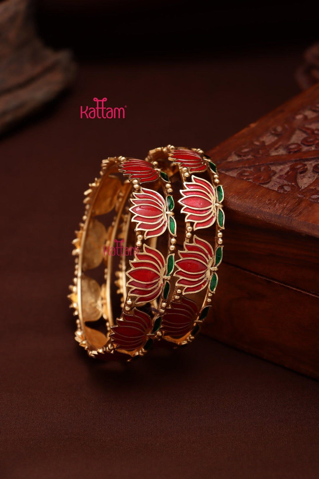 Lotus Enamel Lotus Bangle (Set of 2) - B600 - V4