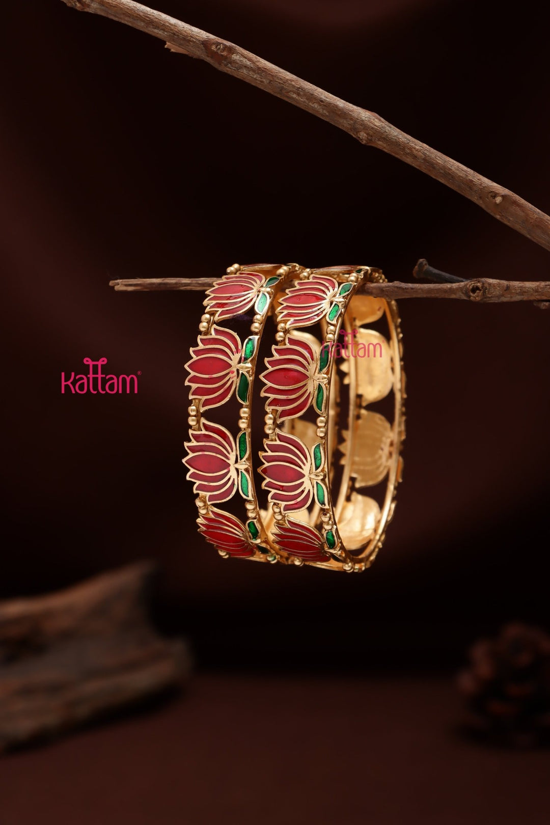 Lotus Enamel Lotus Bangle (Set of 2) - B600 - V4