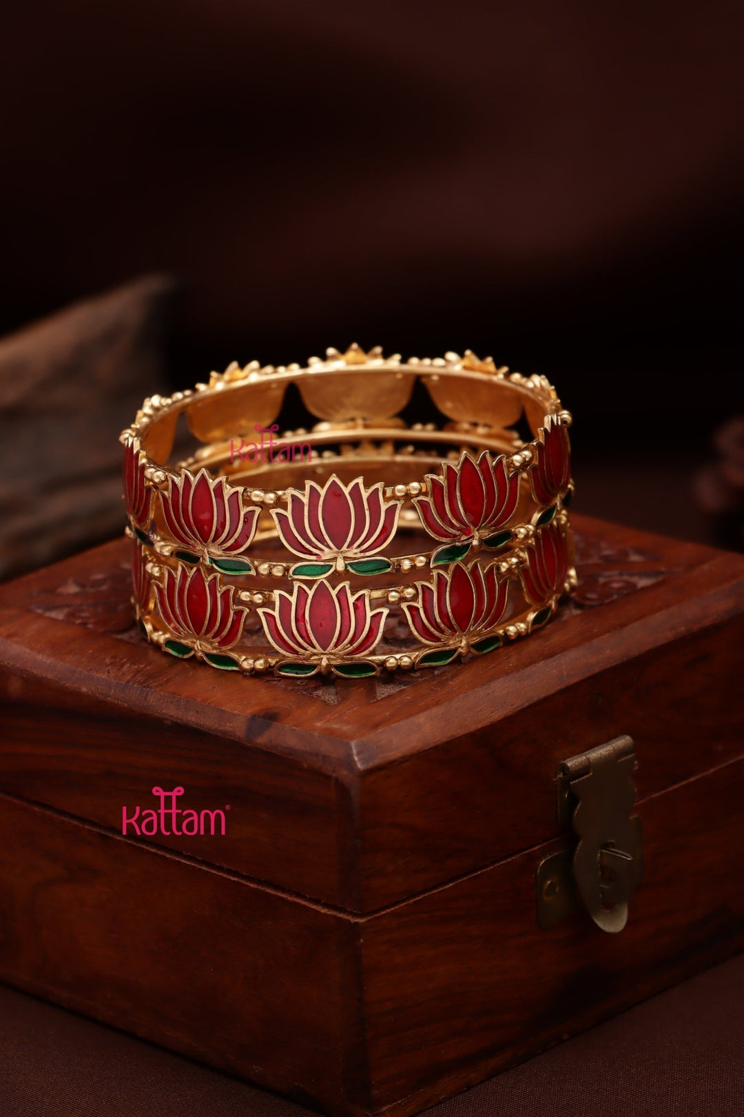 Lotus Enamel Lotus Bangle (Set of 2) - B600 - V4