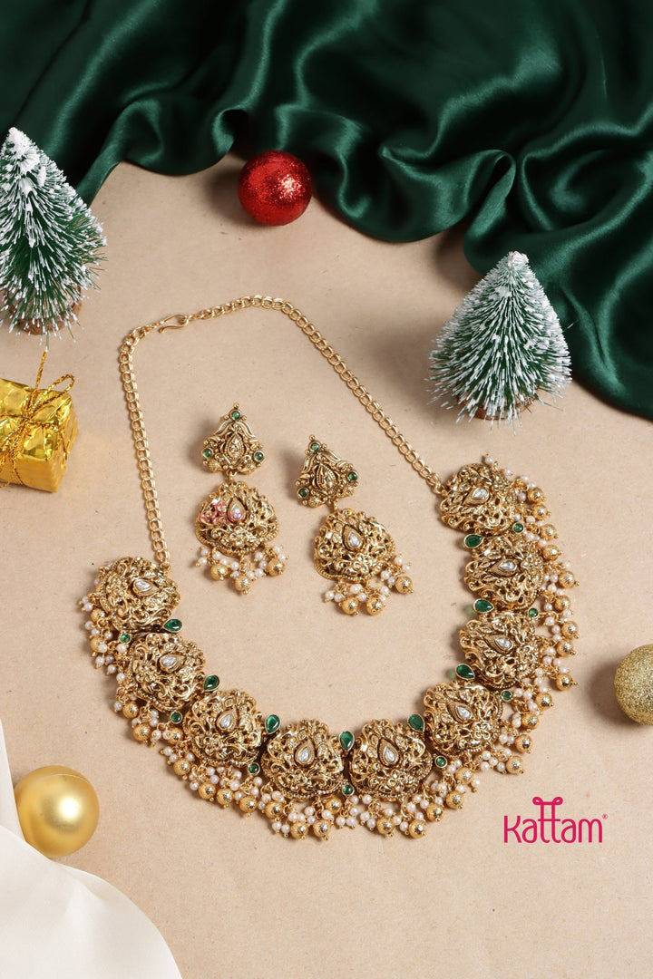 Lotus Peacock Guttapusalu Choker - N3454