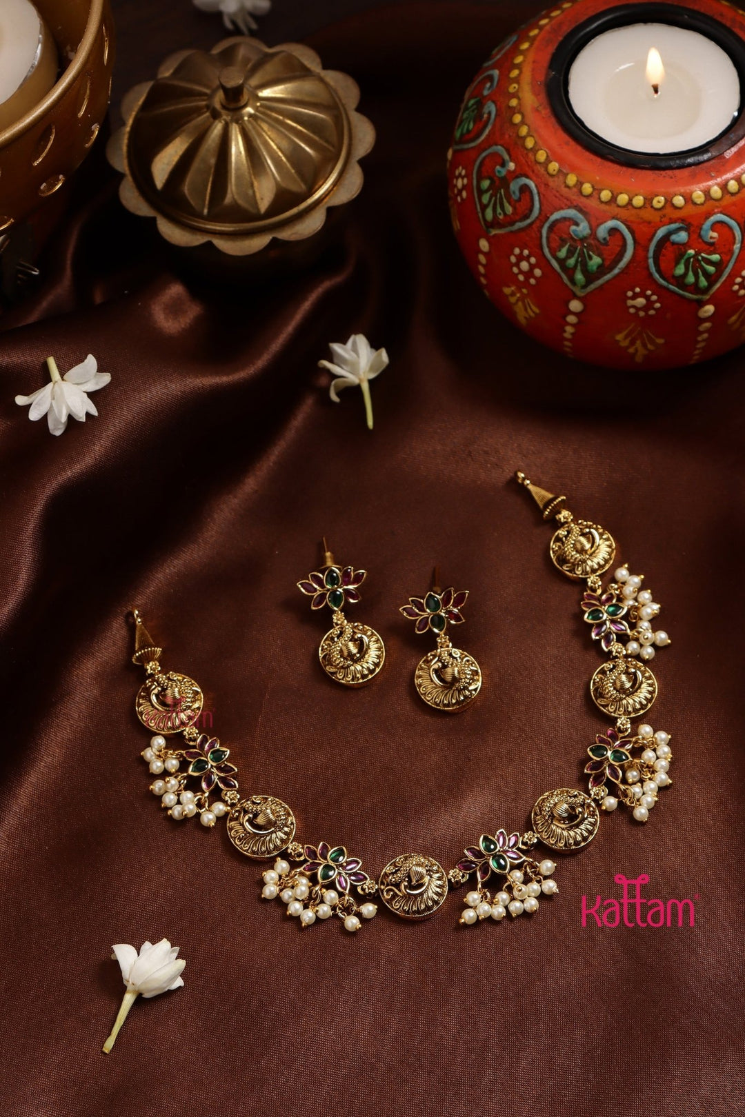 Lotus Peacock Guttapusalu Choker - N3201