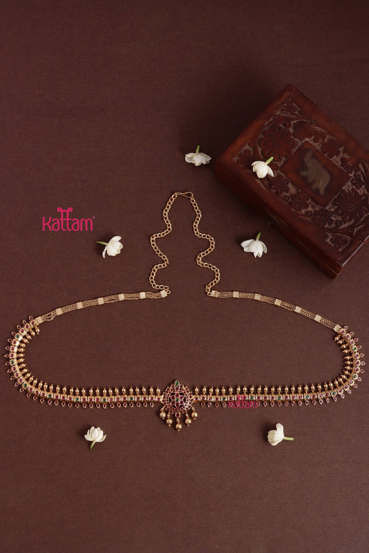 Lotus Pendant Stone Hipchain - HB211