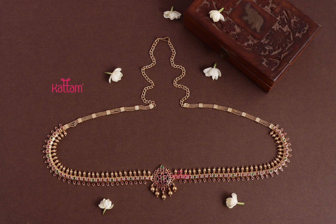 Lotus Pendant Stone Hipchain - HB211