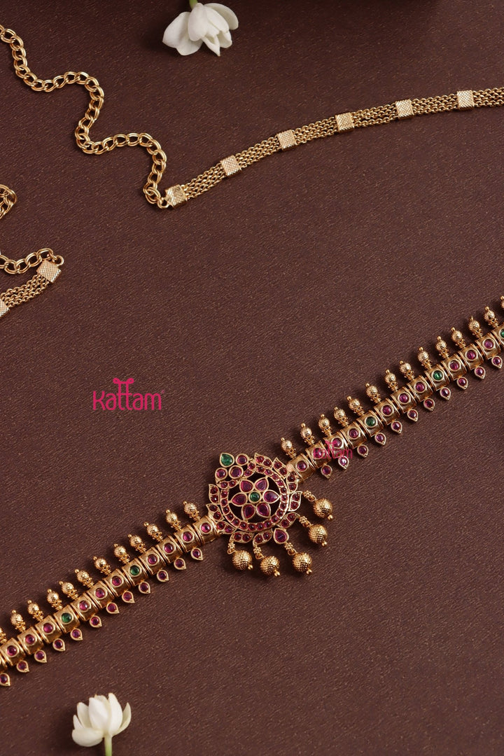 Lotus Pendant Stone Hipchain - HB211