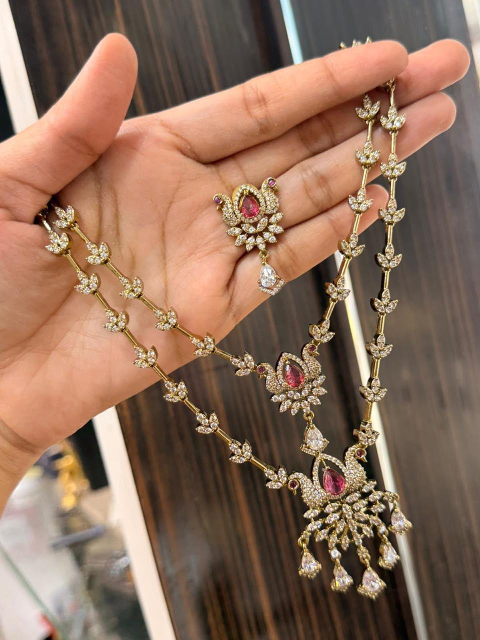 Lotus Ruby Layered AD Necklace - N5406