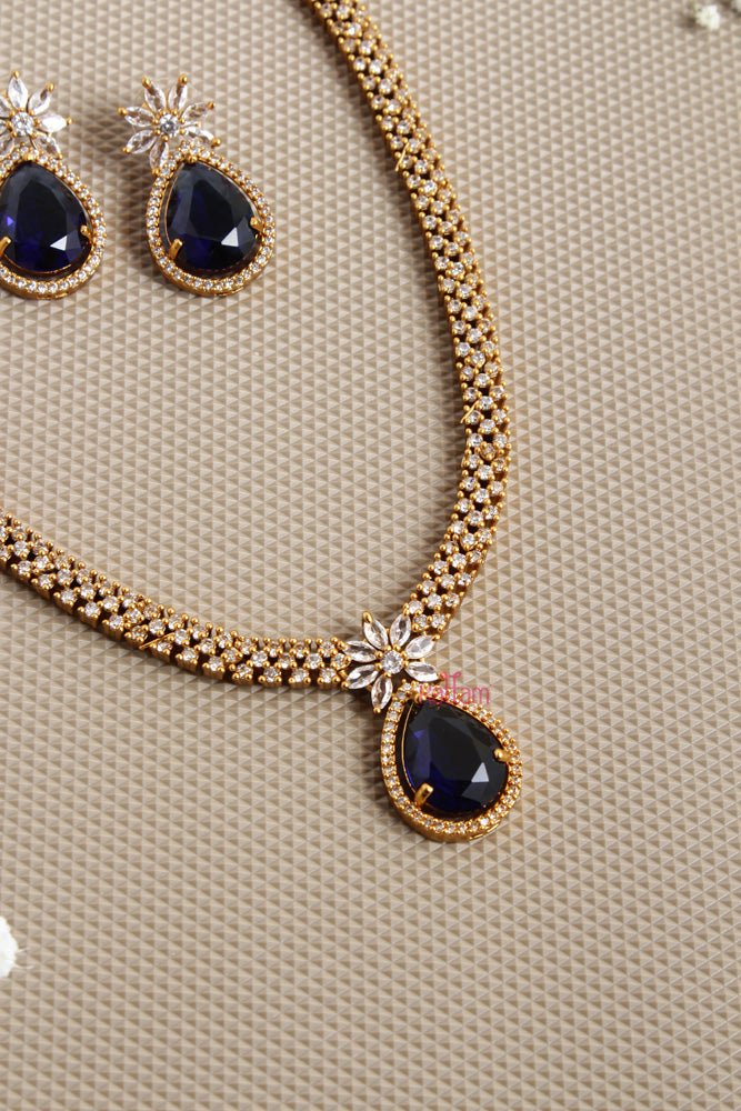 Lux - Navy Drop Stone Necklace - N2620